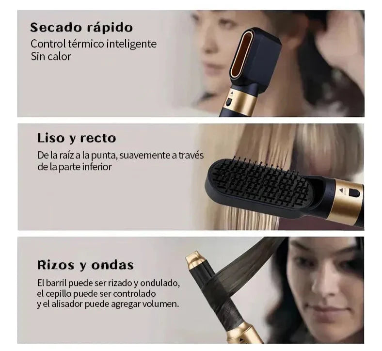 Secador y Rizador 5 en 1: Peinado Perfecto en Minutos