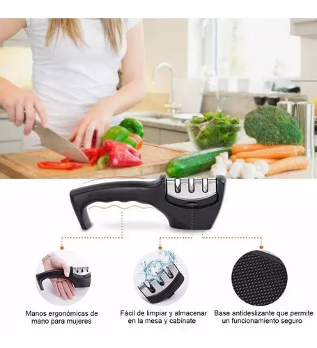 Afilador De Cuchillos PROFESIONAL🔪 3 en 1